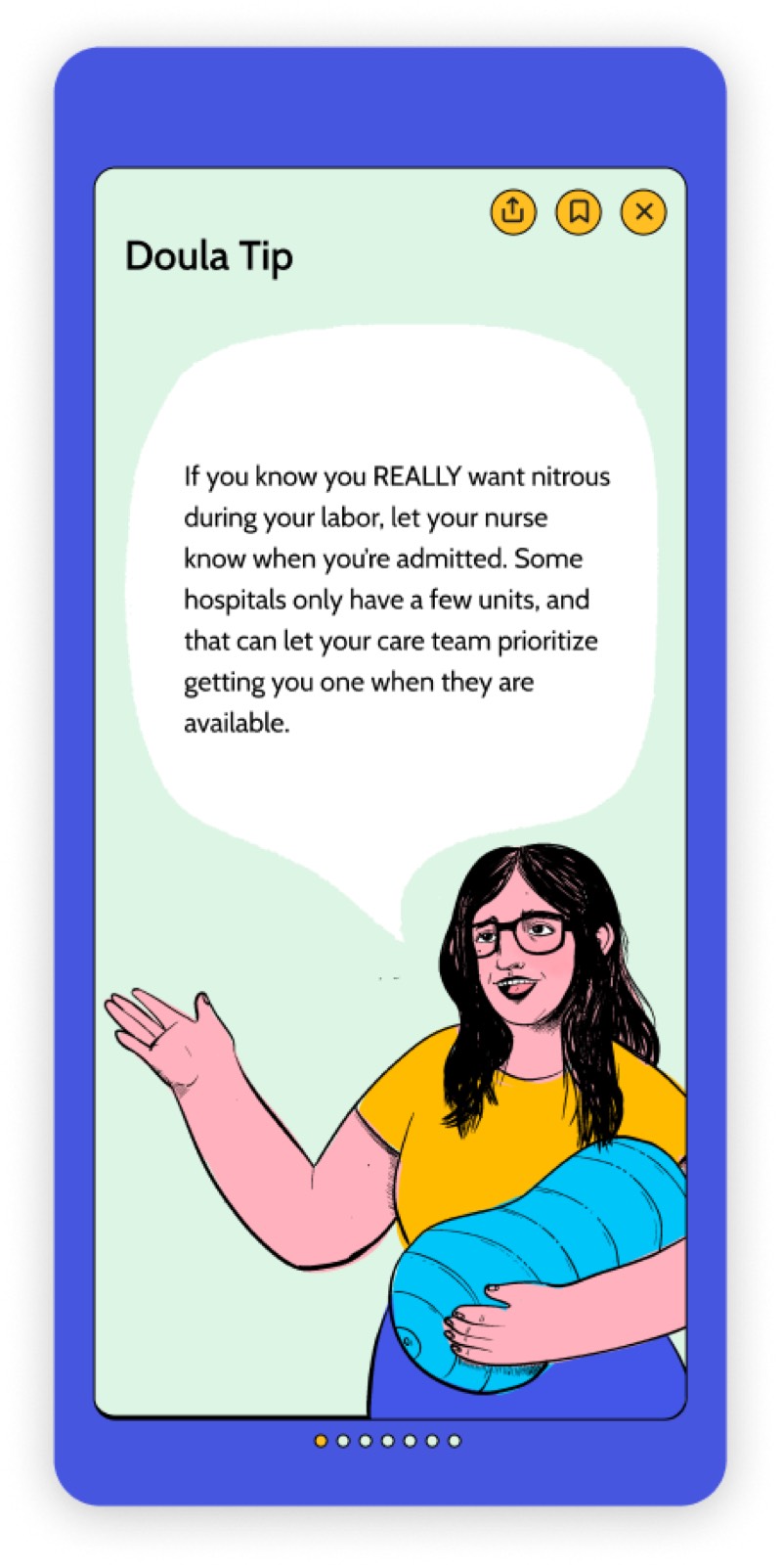 A Doulie tip screen with an illustrated person